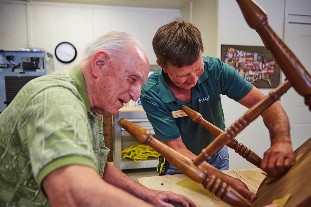 Senior doing woodwork class