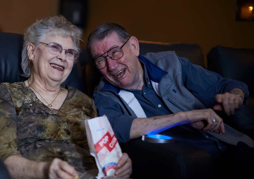 Seniors watching a movie