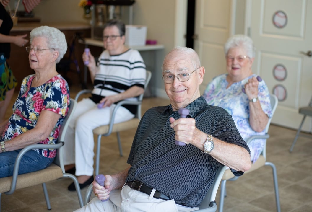 Residents in exercise class