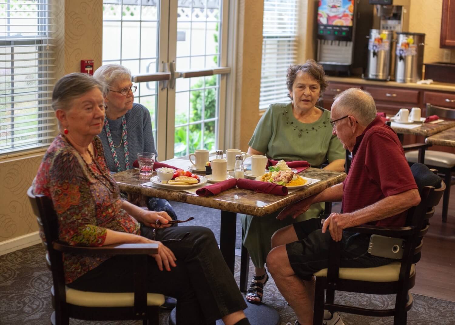 Senior group eating