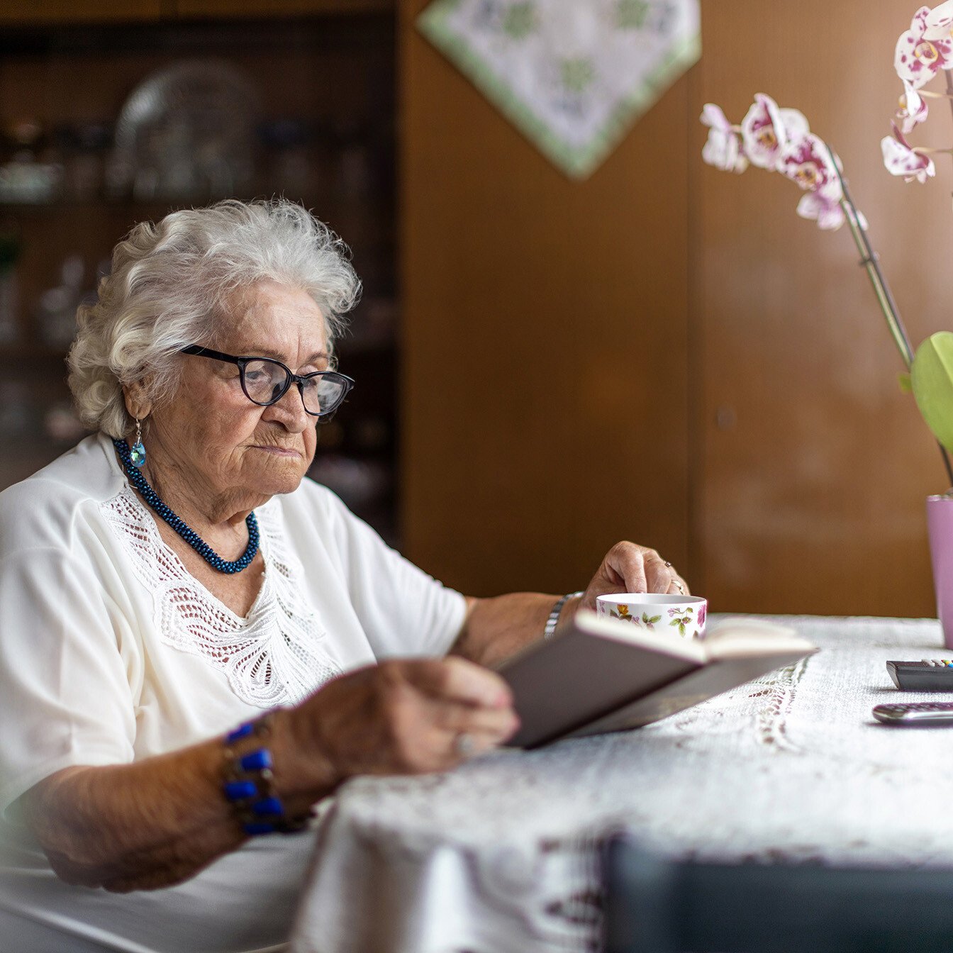 Senior woman reading a book