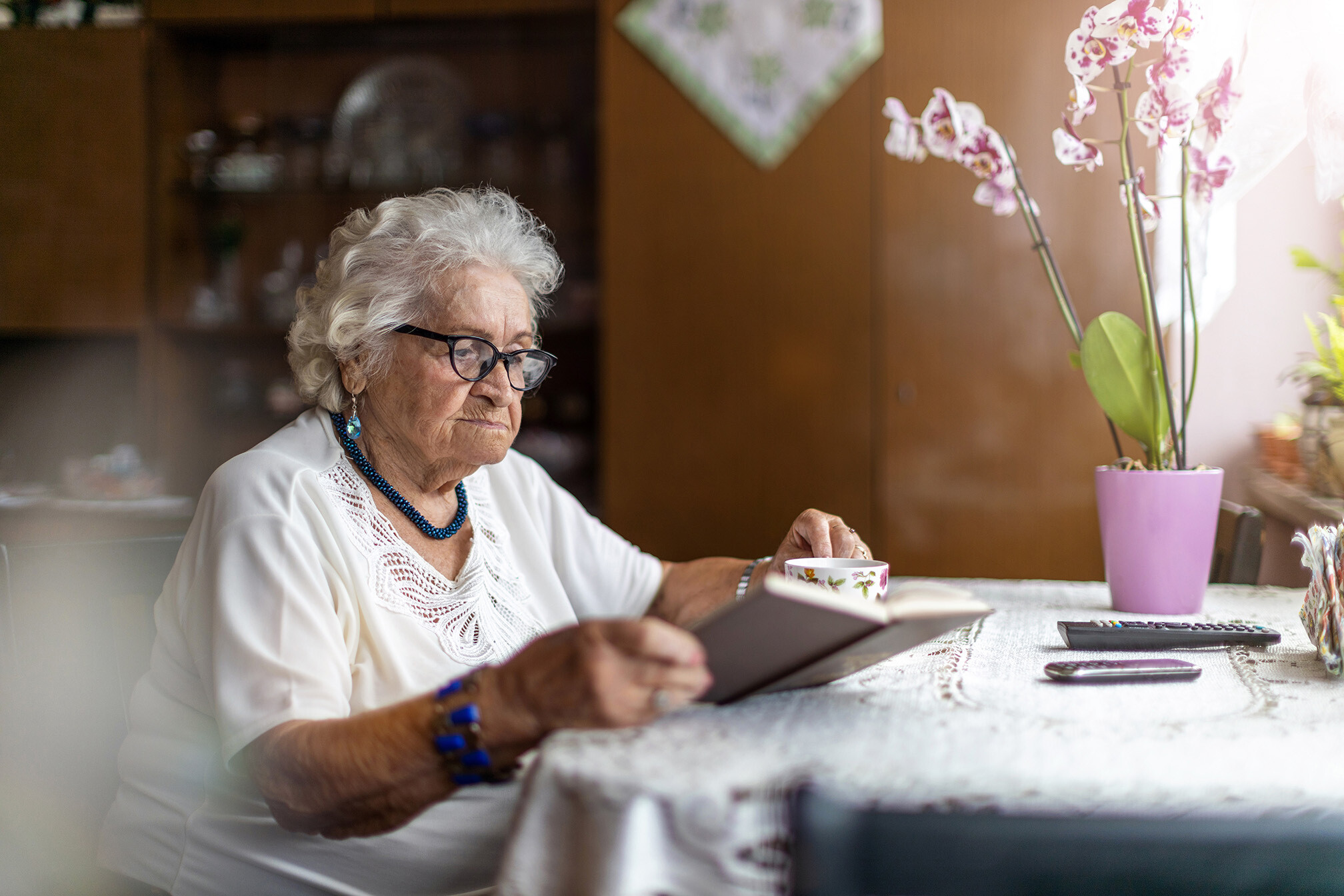 Senior woman reading a book