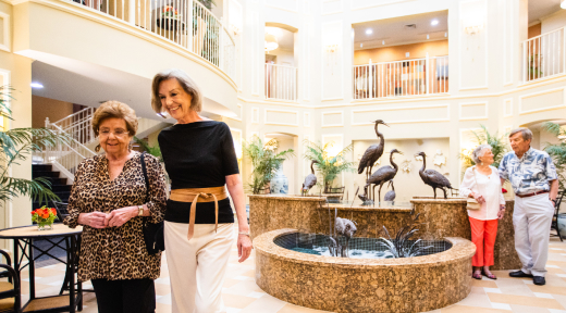 seniors walking in community lobby