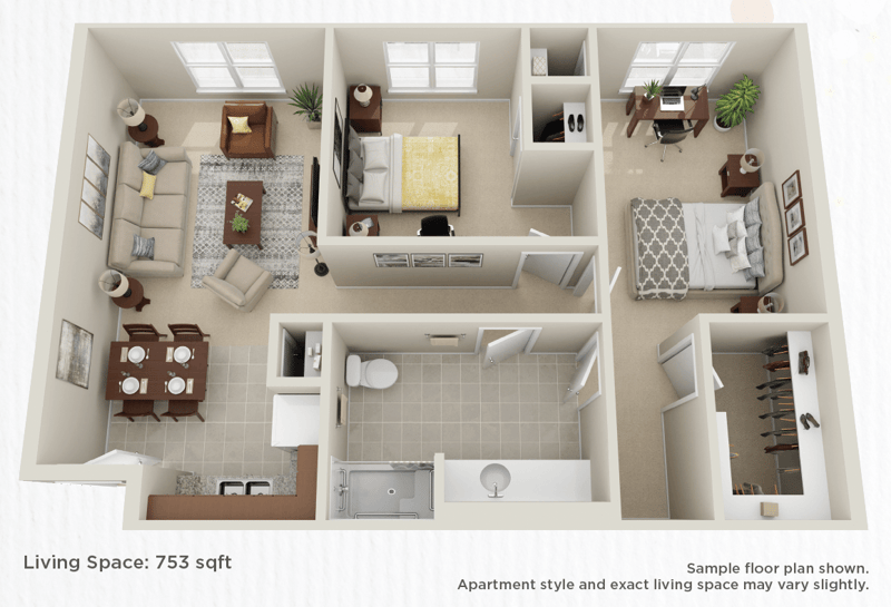 Cedarhurst of Lawrence - Assisted Living Two Bedroom Floor Plan
