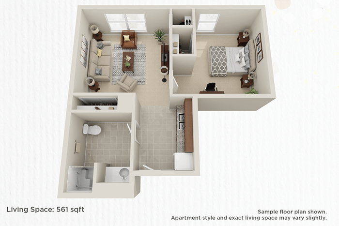 Cedarhurst of Wichita - Assisted Living One Bedroom Floorplan