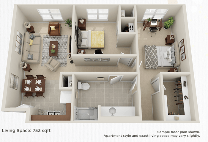 Cedarhurst of Wichita - Assisted Living Two Bedroom Floorplan